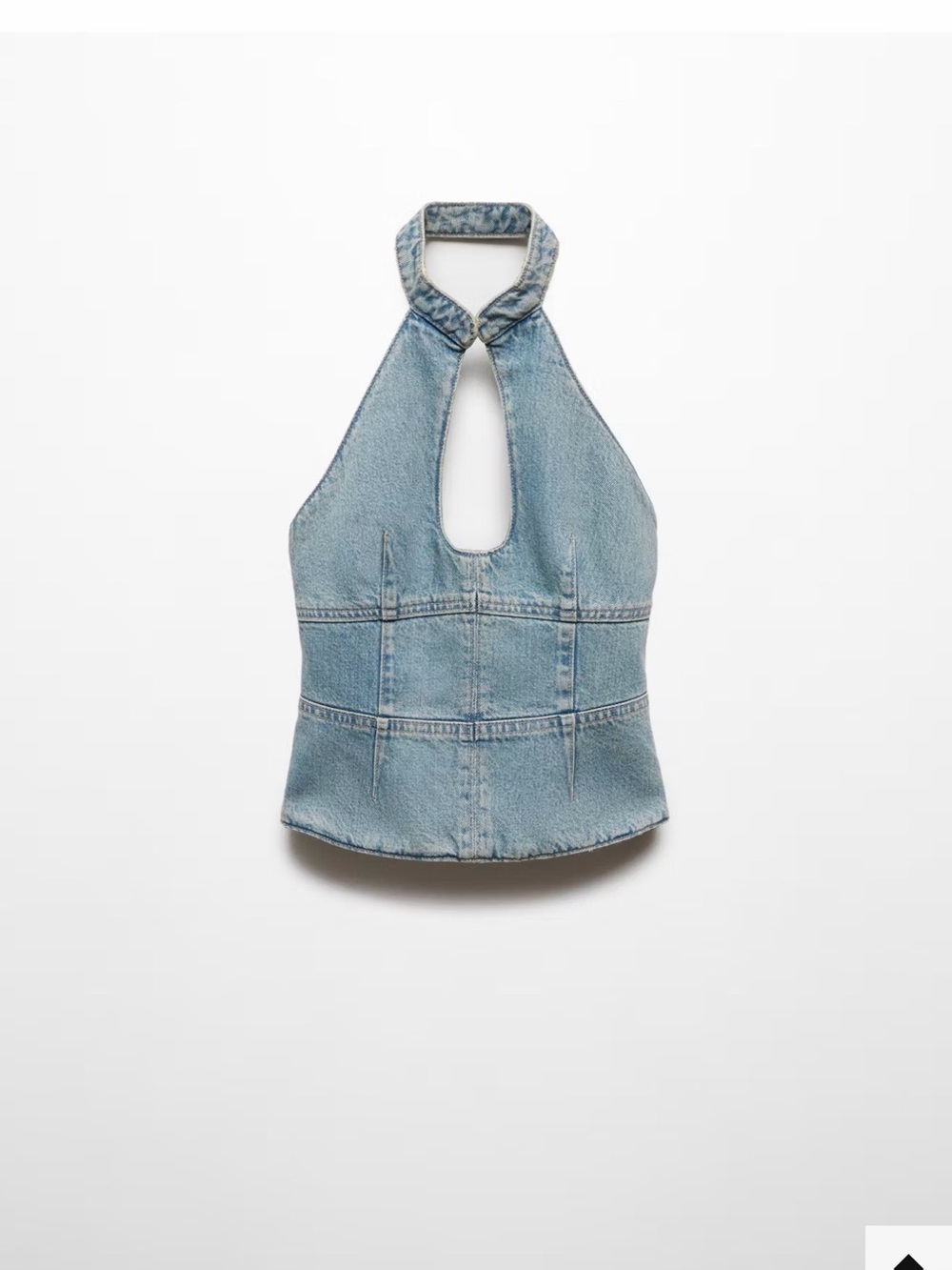 Mango Light Blue Denim Halter Top
